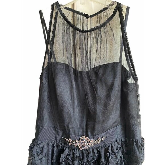 Adrianna Papell Sz 4 Black Sleeveless Chiffon Petal Party Dress NWT‎ $220 - Picture 4 of 8